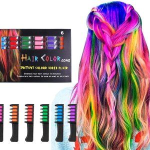 Hair Chalk Comb LAWOHO 6 Colors Temporary Hair Dye Marker